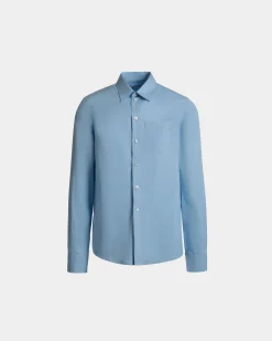 Long Sleeve Shirt In Light Blue Cotton
