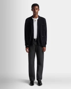 Long Sleeve Shirt With Logo In Navy Blue Cashmere