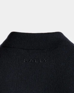 Long Sleeve Shirt With Logo In Navy Blue Cashmere