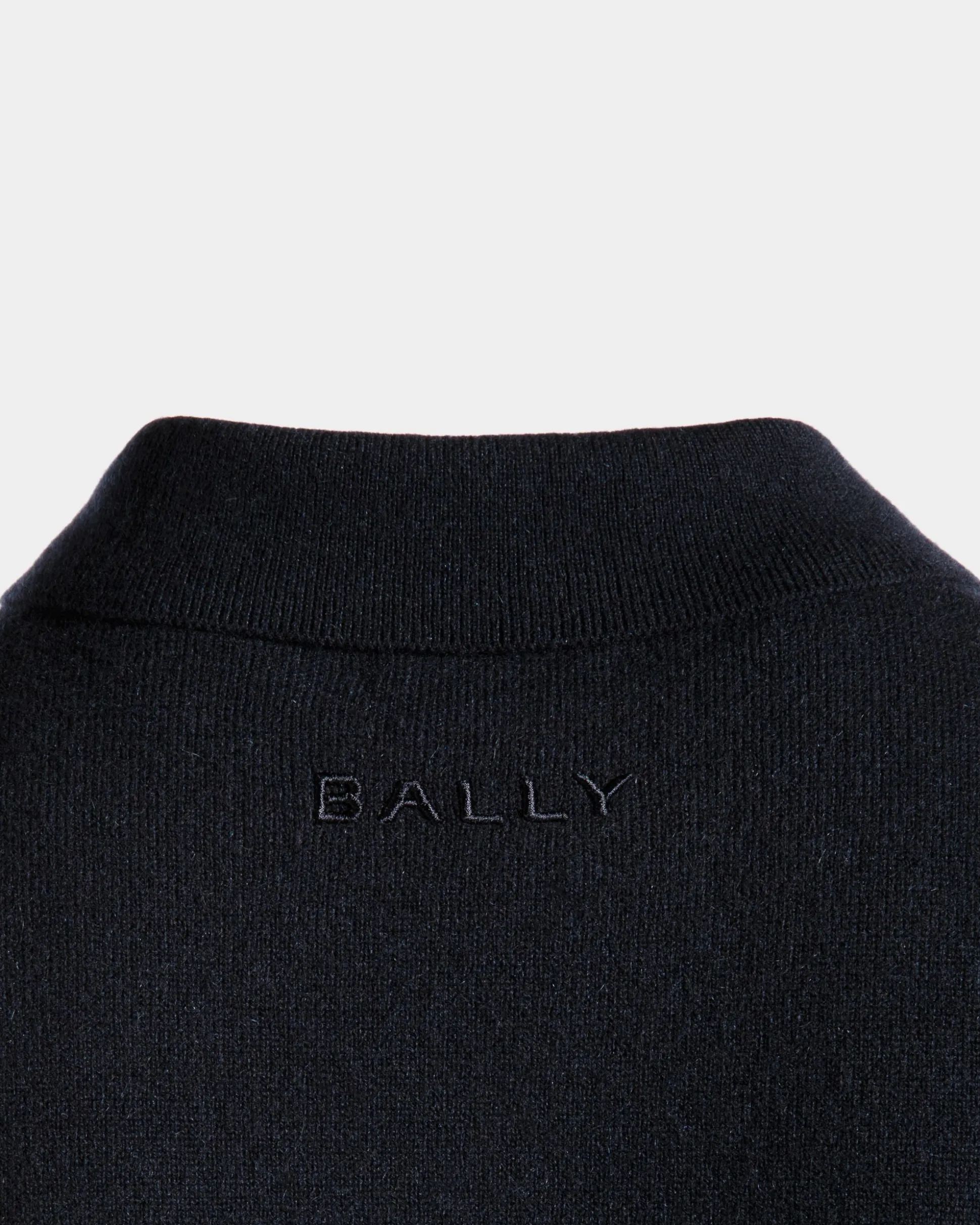 Long Sleeve Shirt With Logo In Navy Blue Cashmere