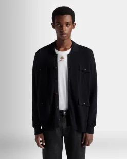Long Sleeve Shirt With Logo In Navy Blue Cashmere