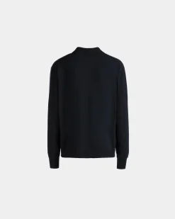 Long Sleeve Shirt With Logo In Navy Blue Cashmere