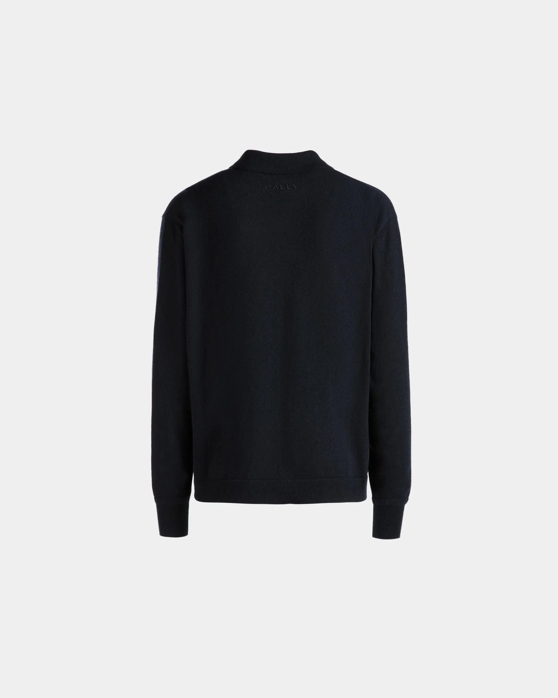 Long Sleeve Shirt With Logo In Navy Blue Cashmere