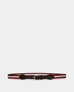 Melvin 35mm Belt in Red and White Fabric And Suede