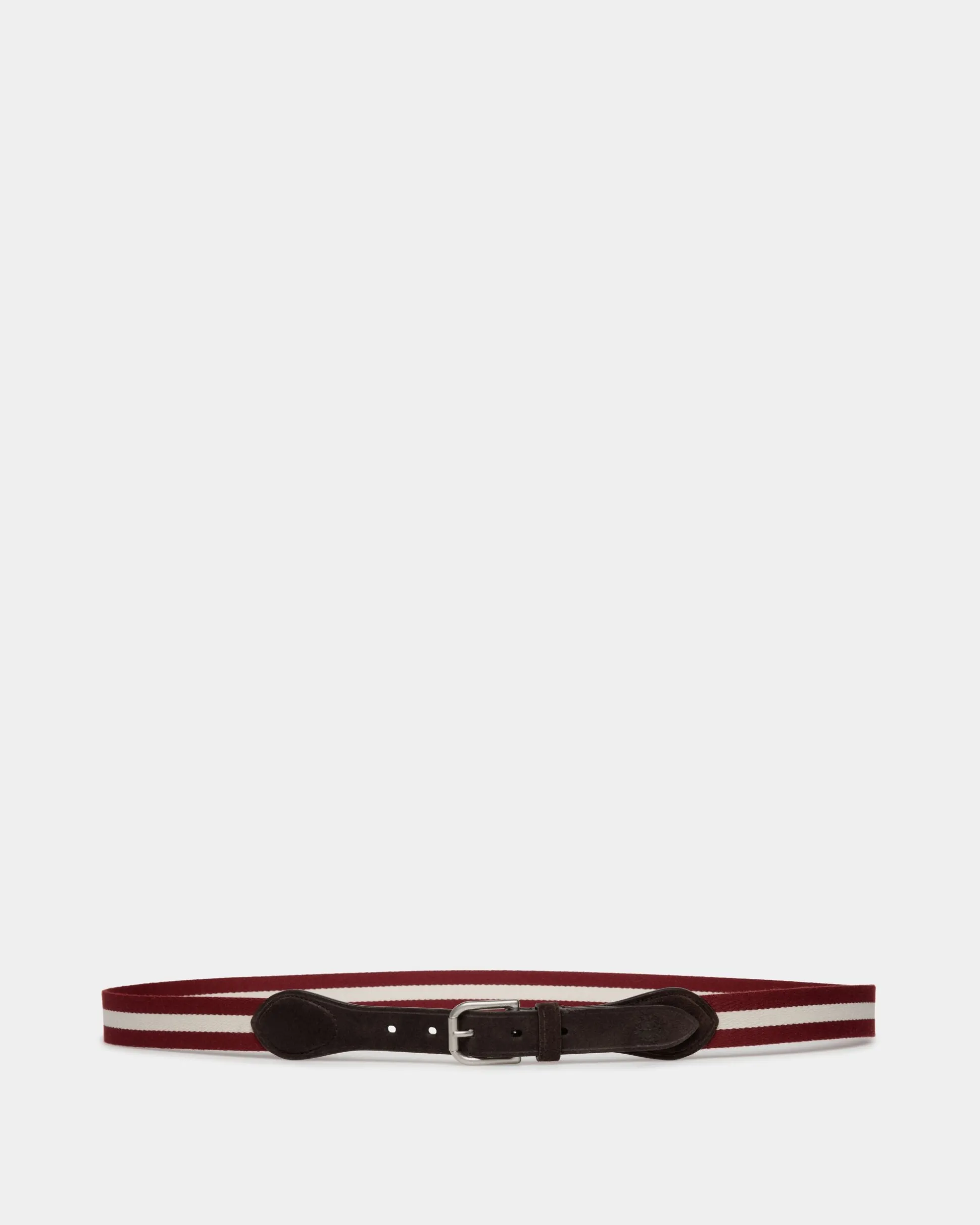 Melvin 35mm Belt in Red and White Fabric And Suede