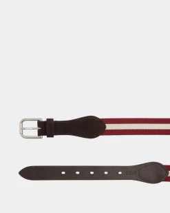 Melvin 35mm Belt in Red and White Fabric And Suede