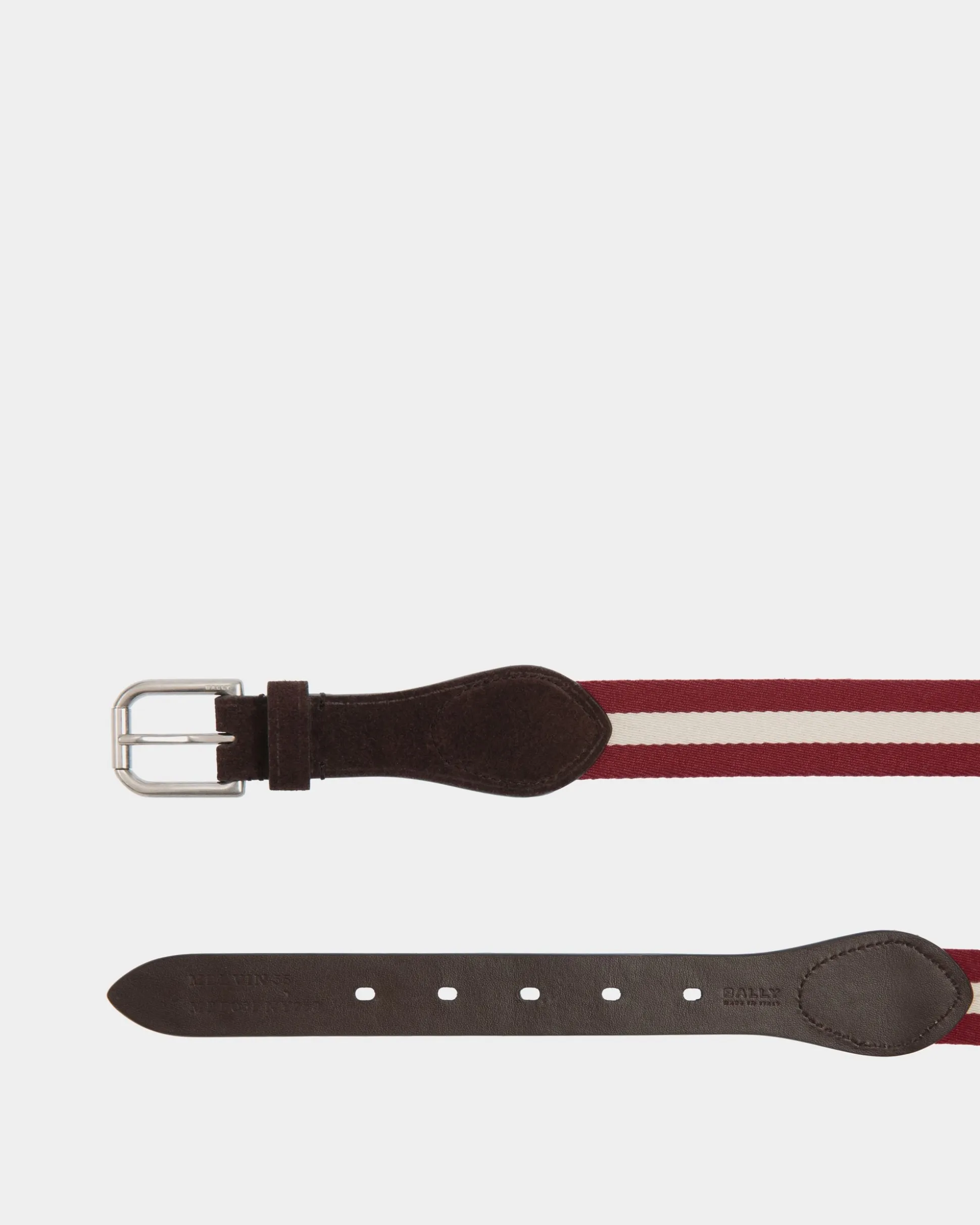 Melvin 35mm Belt in Red and White Fabric And Suede
