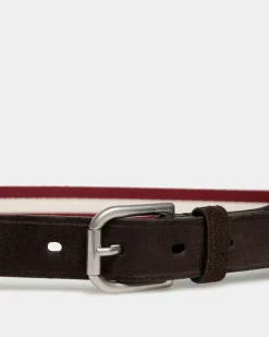 Melvin 35mm Belt in Red and White Fabric And Suede