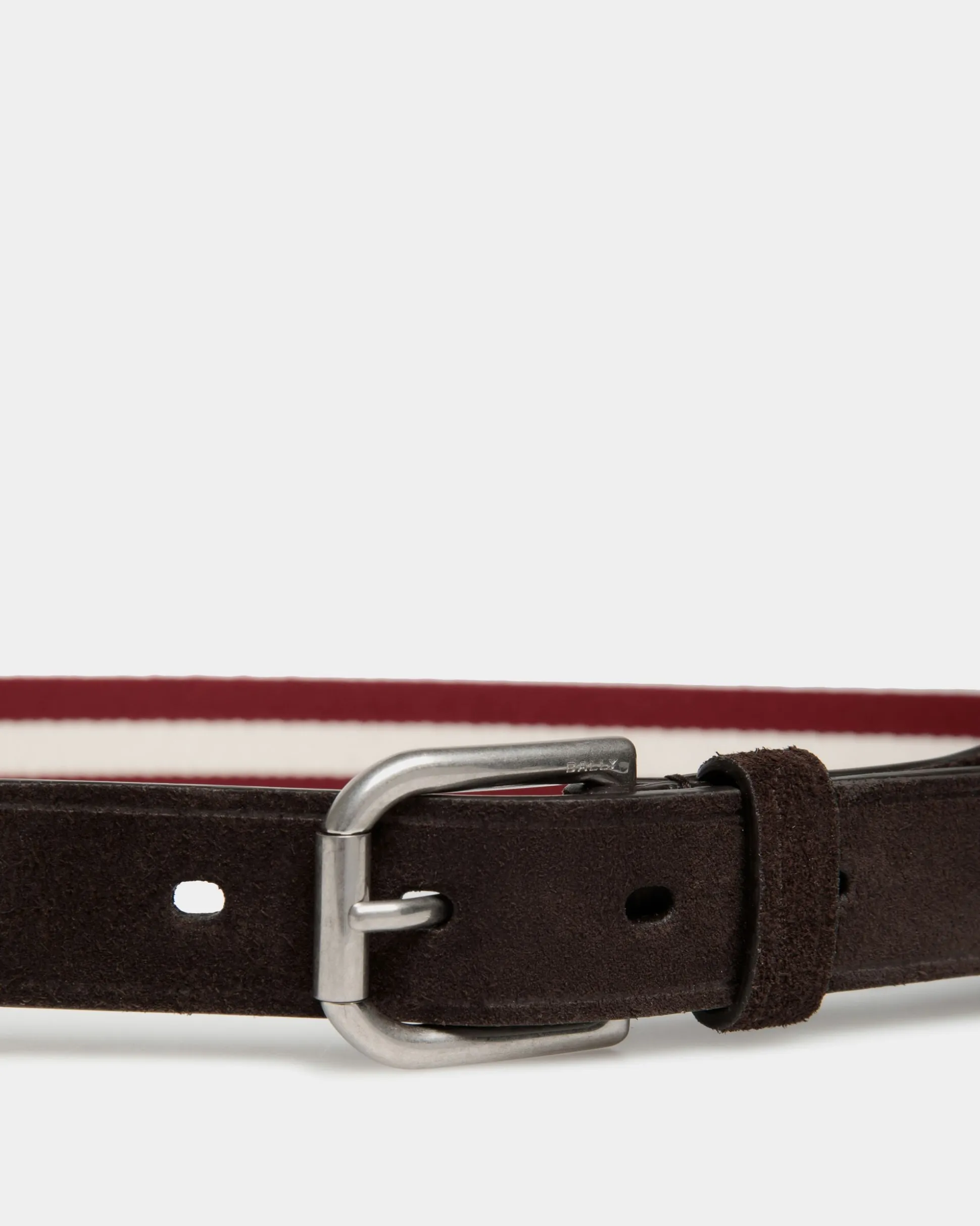Melvin 35mm Belt in Red and White Fabric And Suede