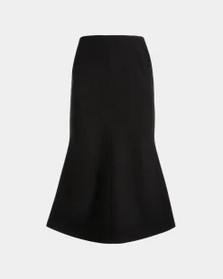 Midi Skirt In Black Wool Blend