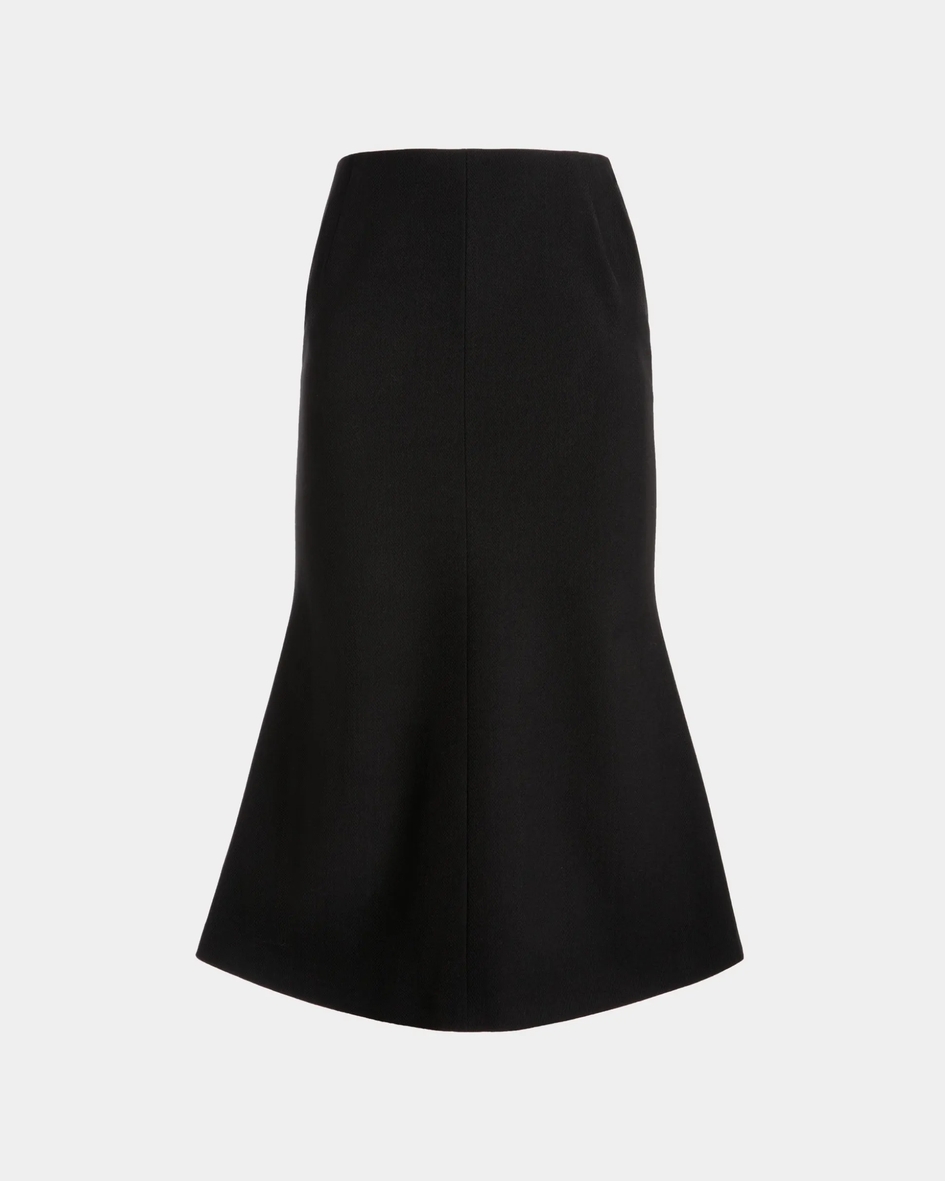 Midi Skirt In Black Wool Blend