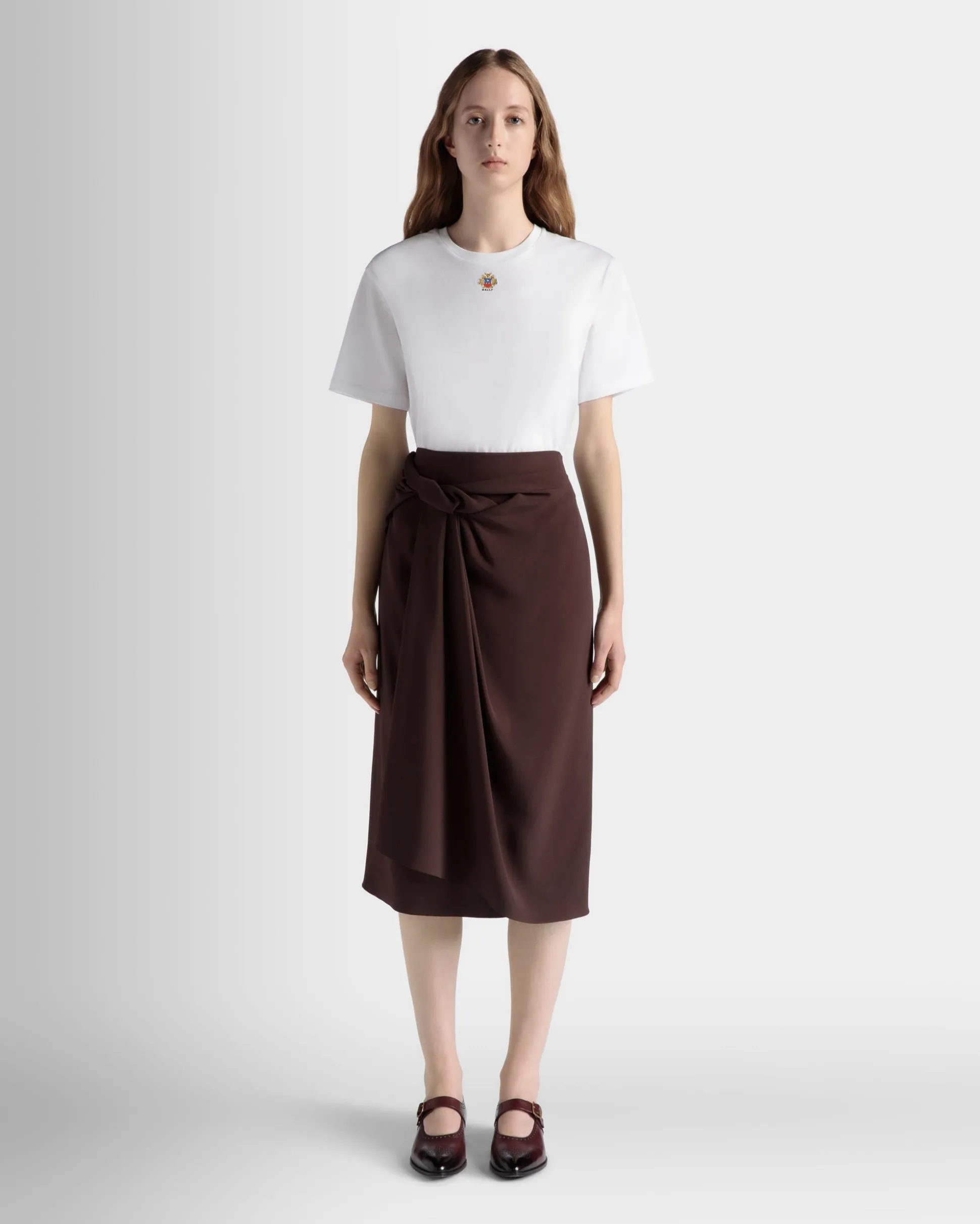Midi Skirt In Ebano Viscose Blend