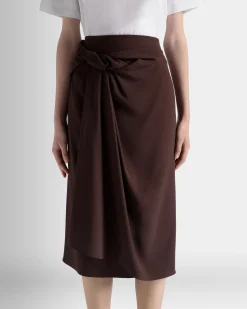 Midi Skirt In Ebano Viscose Blend