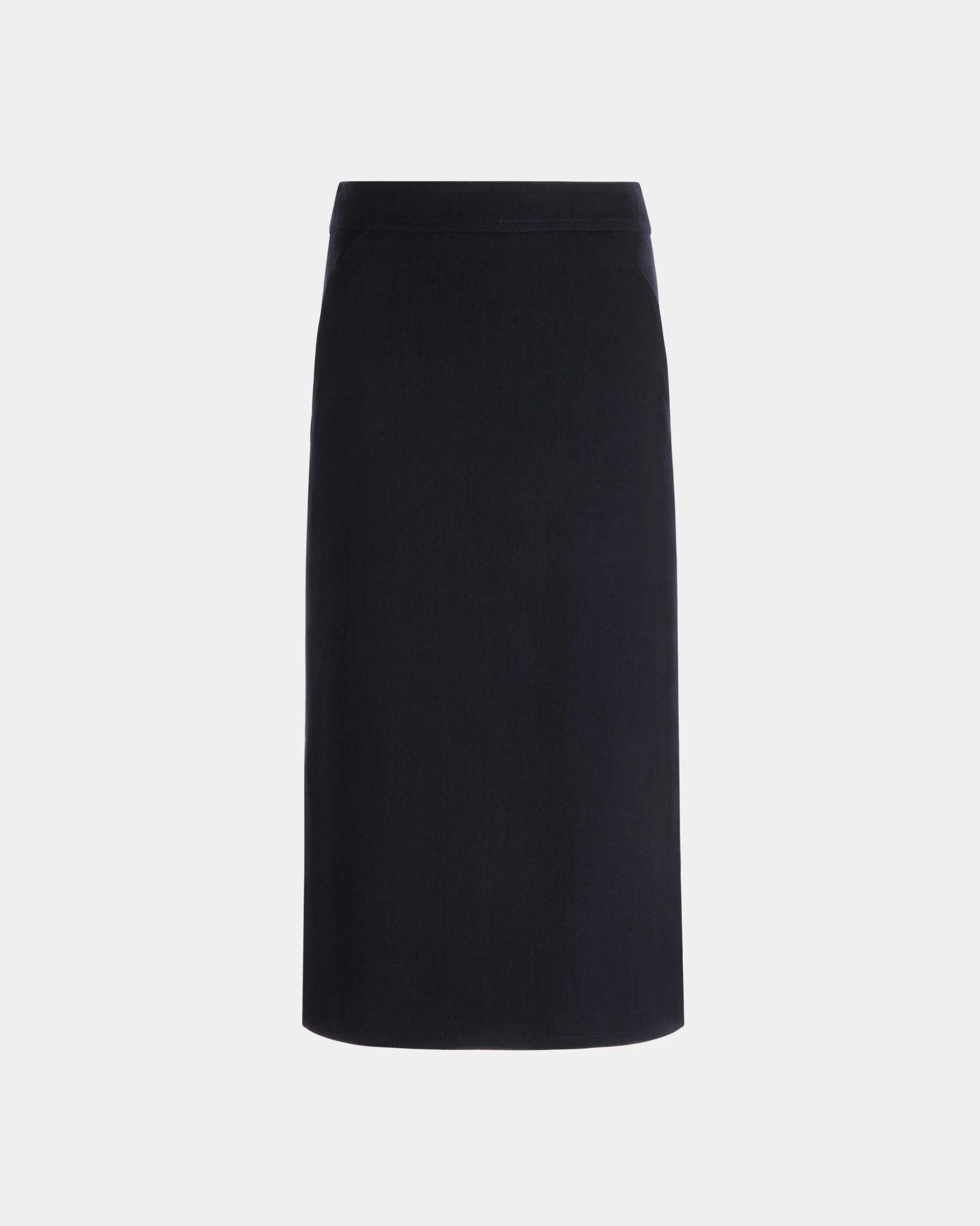Midi Skirt In Navy Blue Wool