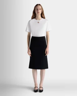 Midi Skirt In Navy Blue Wool