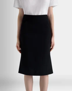 Midi Skirt In Navy Blue Wool