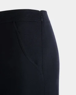 Midi Skirt In Navy Blue Wool