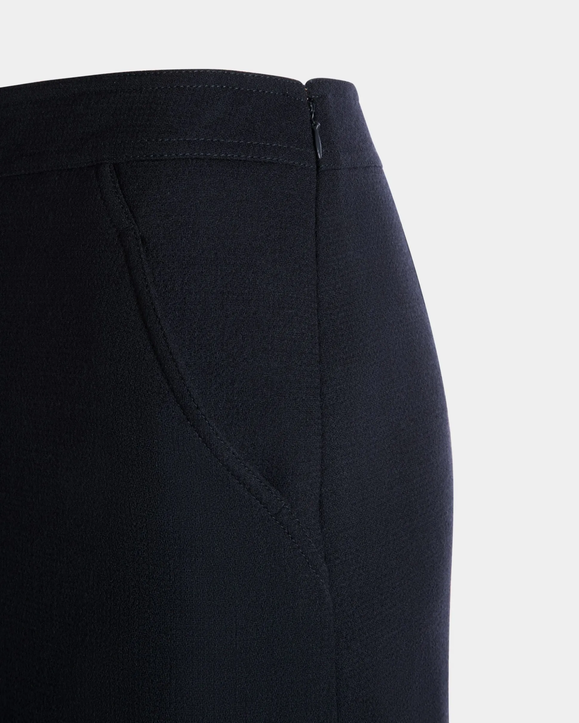 Midi Skirt In Navy Blue Wool