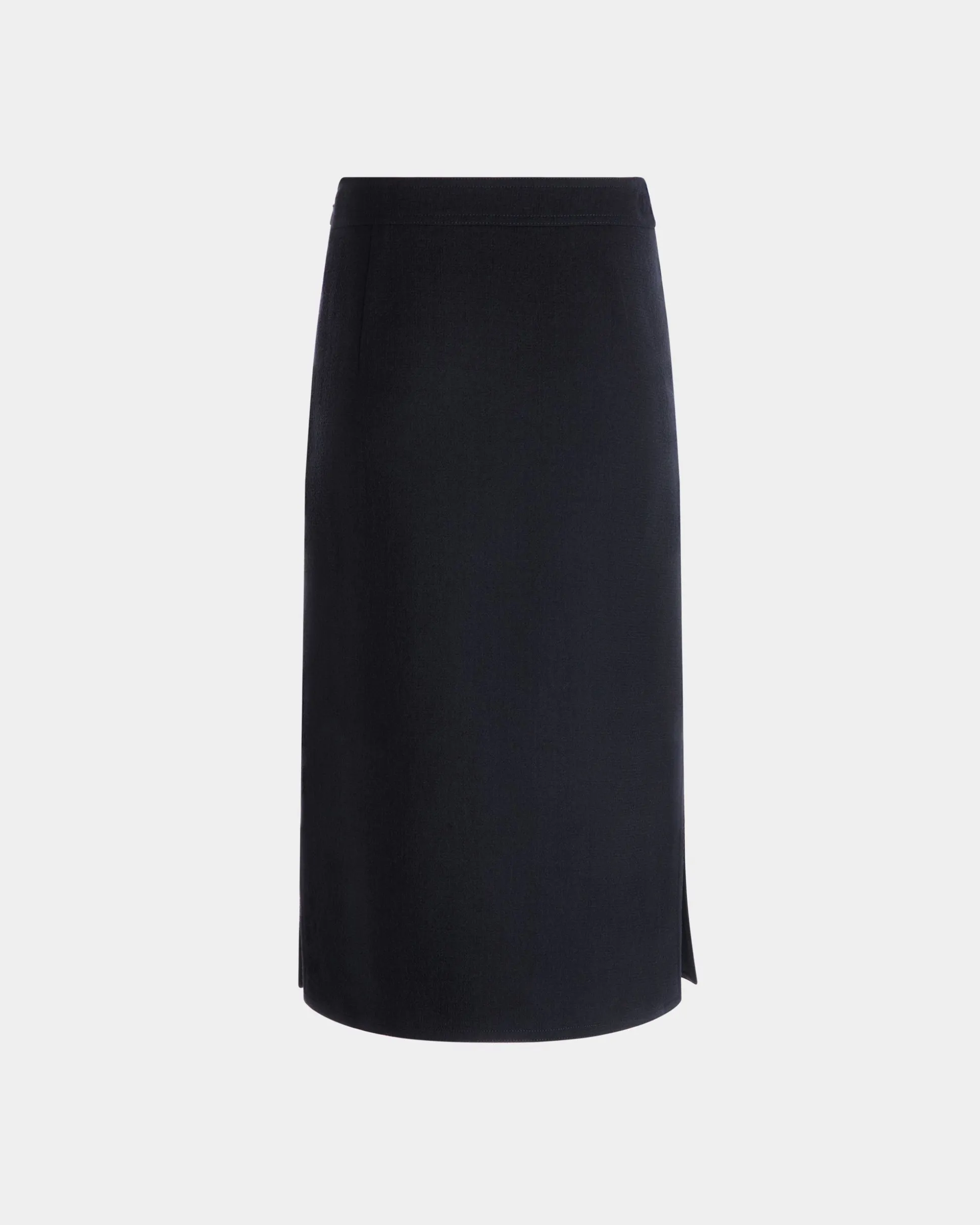 Midi Skirt In Navy Blue Wool