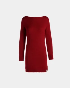 Mini Dress In Candy Red Mohair And Silk