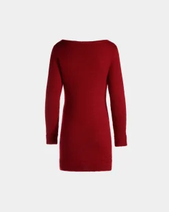 Mini Dress In Candy Red Mohair And Silk