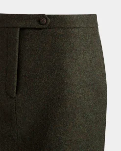 Mini Skirt In Dark Green Wool