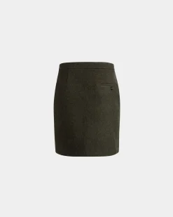 Mini Skirt In Dark Green Wool