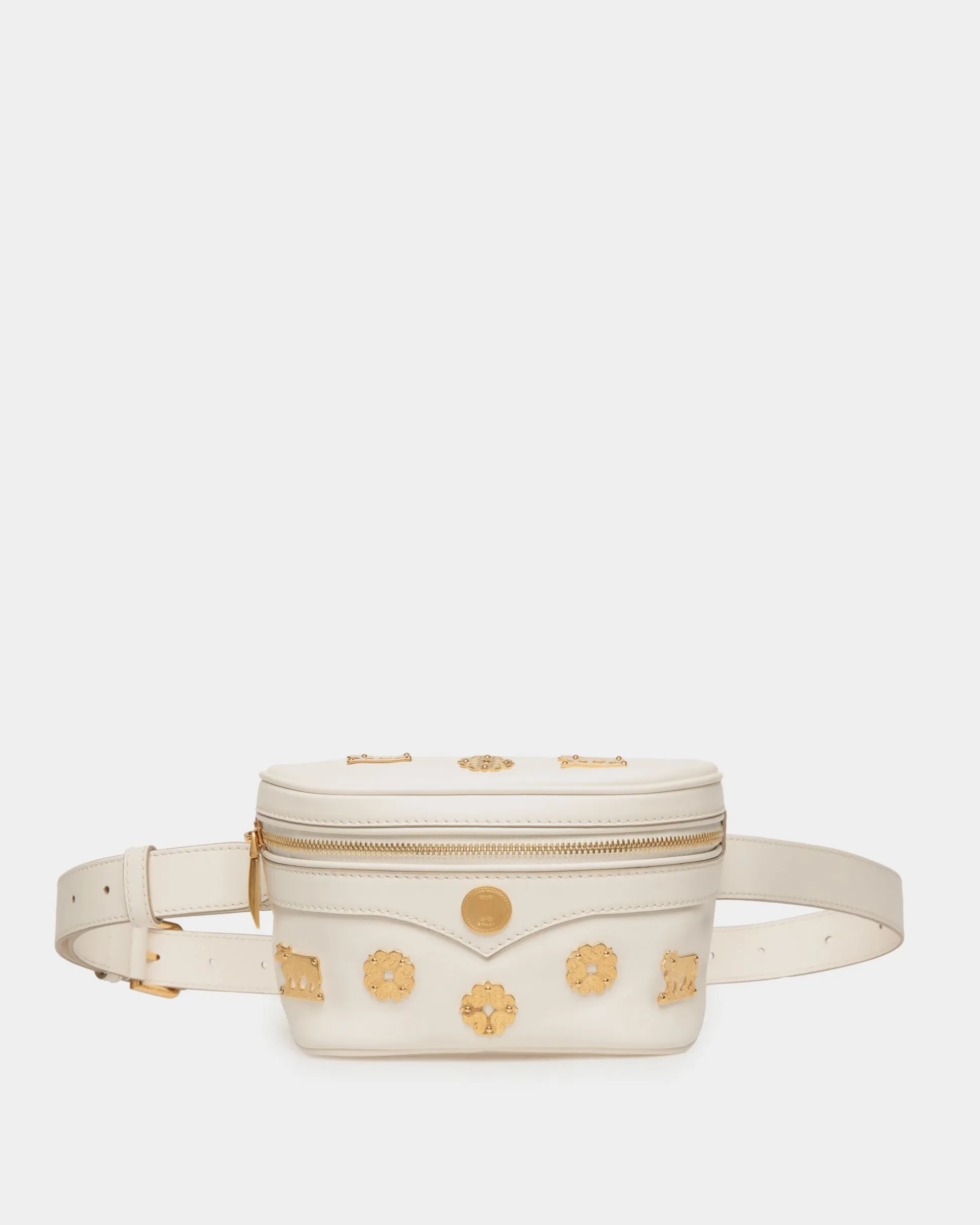 Mountain Belt Bag in White Leather