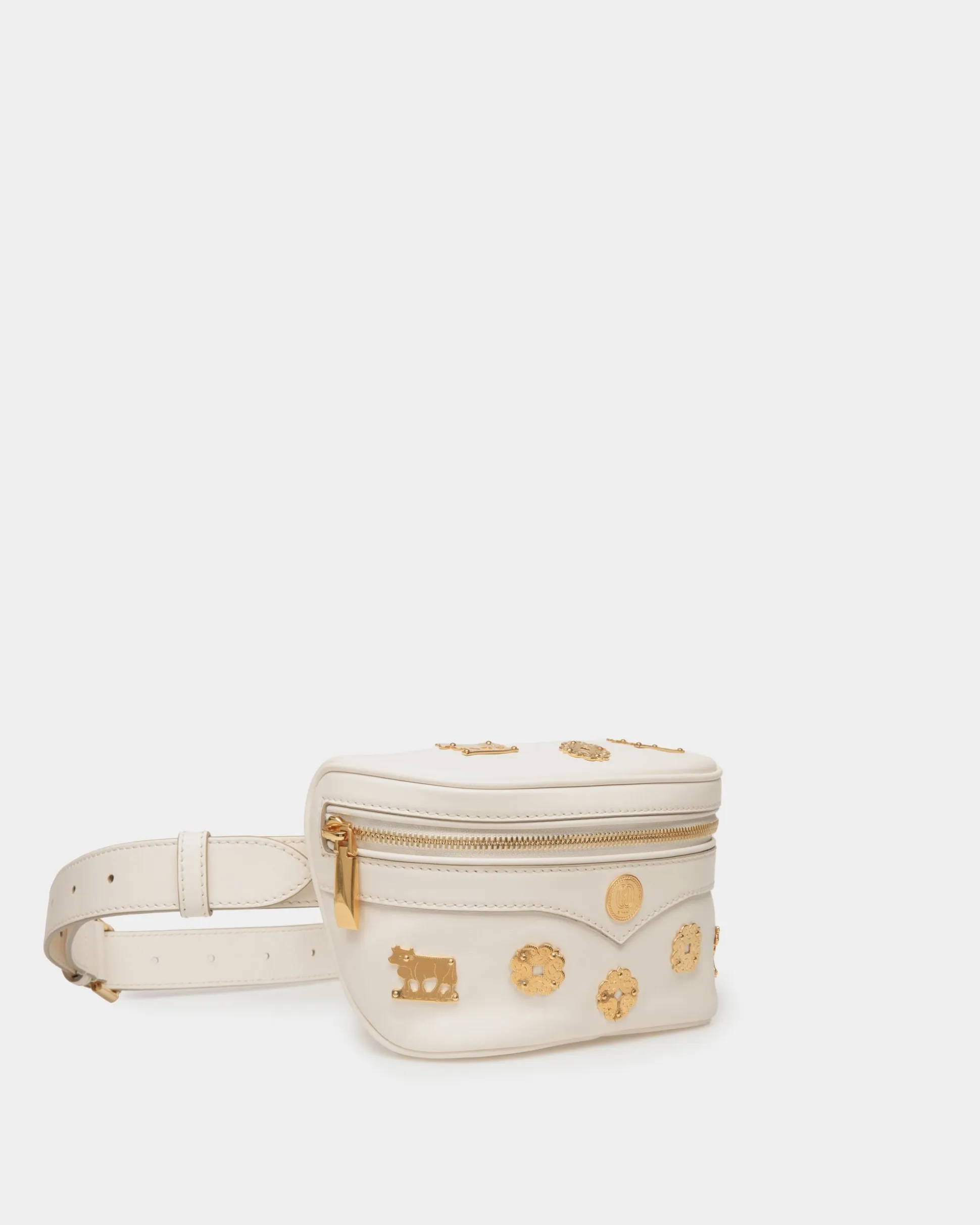 Mountain Belt Bag in White Leather