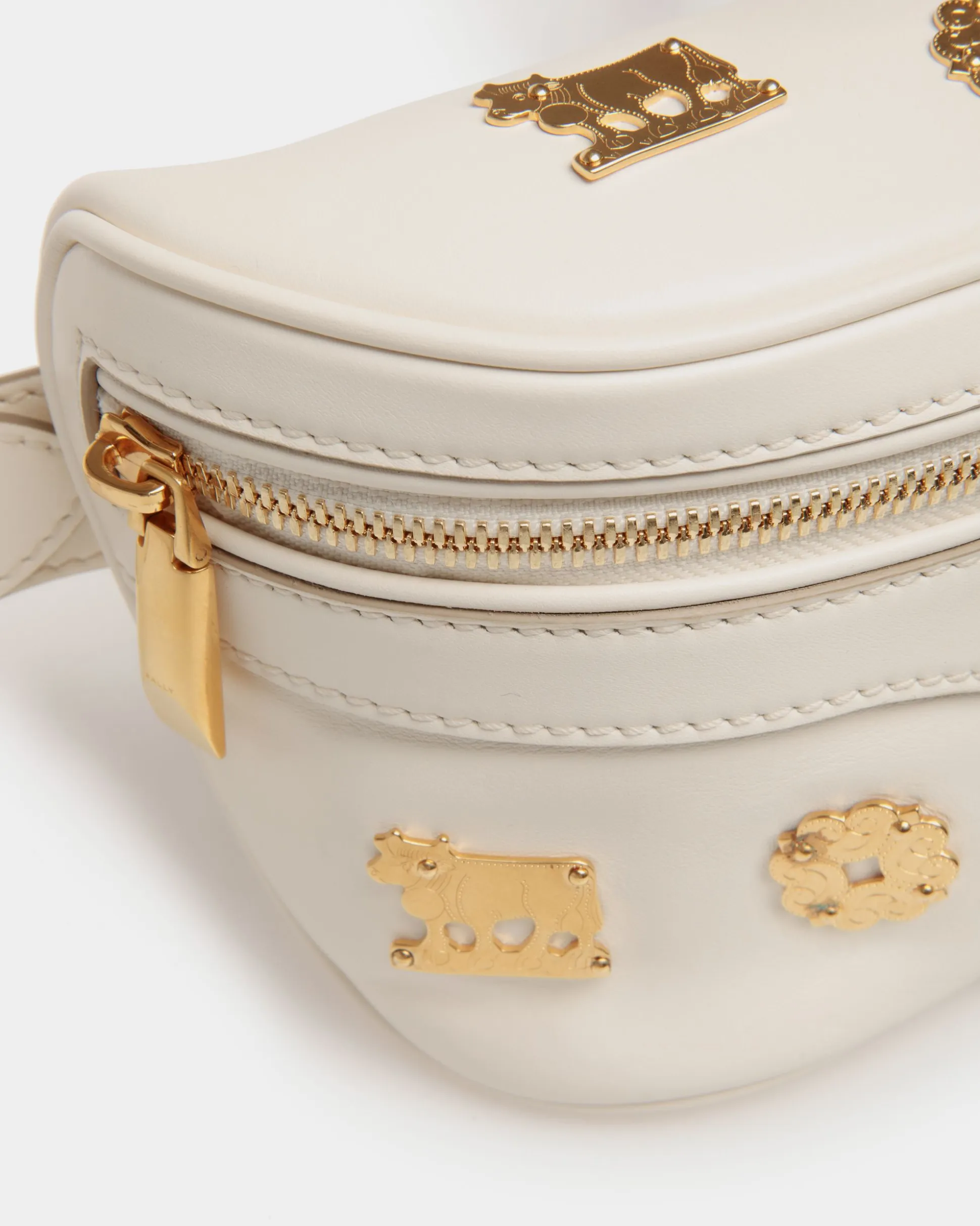 Mountain Belt Bag in White Leather