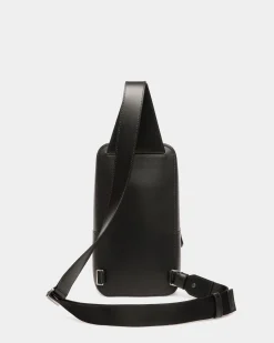 Mythos Sling Bag In Black Recycled Leather