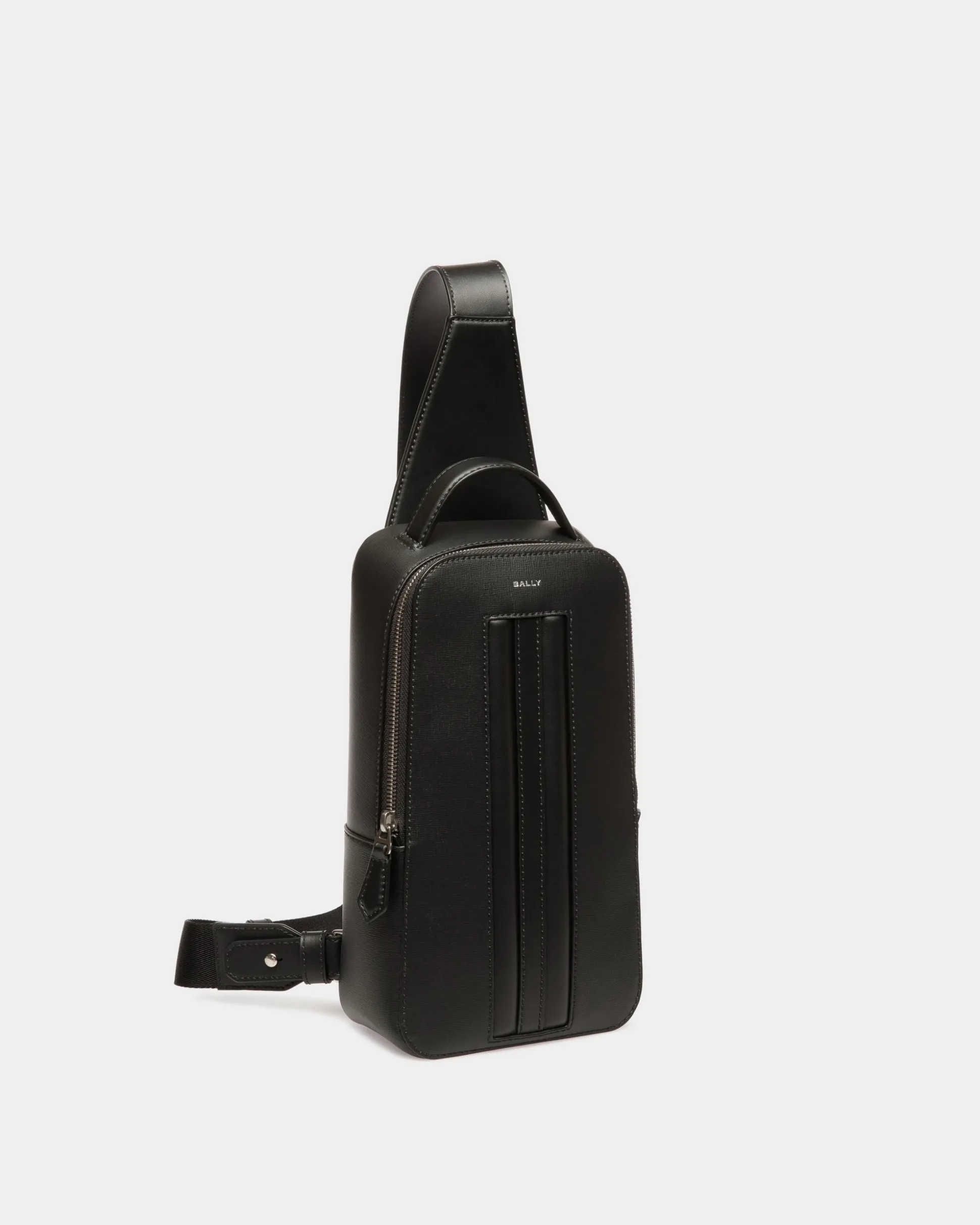 Mythos Sling Bag In Black Recycled Leather