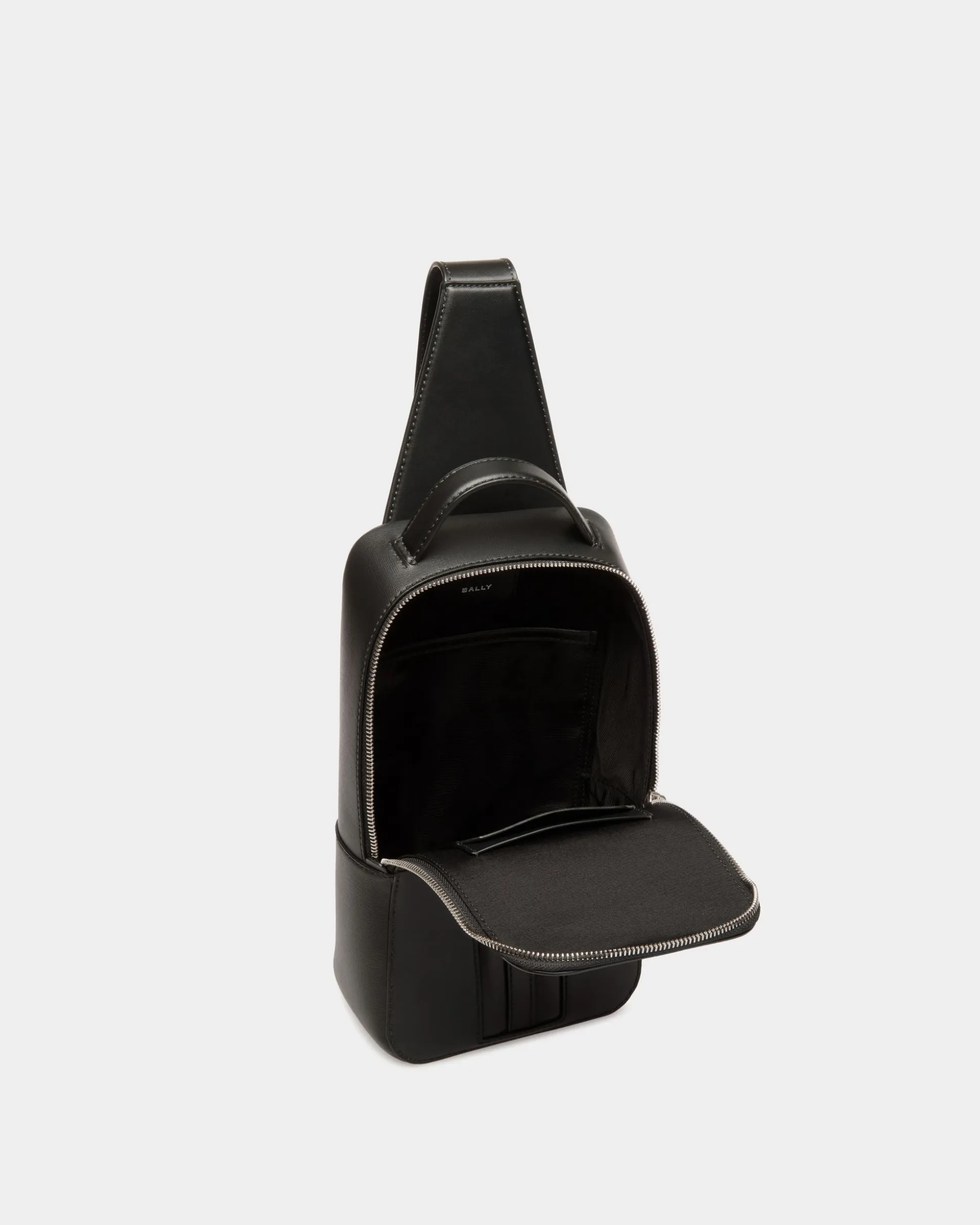 Mythos Sling Bag In Black Recycled Leather