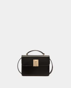 Ollam Mini Top Handle Bag in Black Brushed Leather
