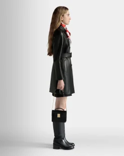 Ollam Mini Top Handle Bag in Black Brushed Leather