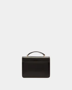 Ollam Mini Top Handle Bag in Black Brushed Leather