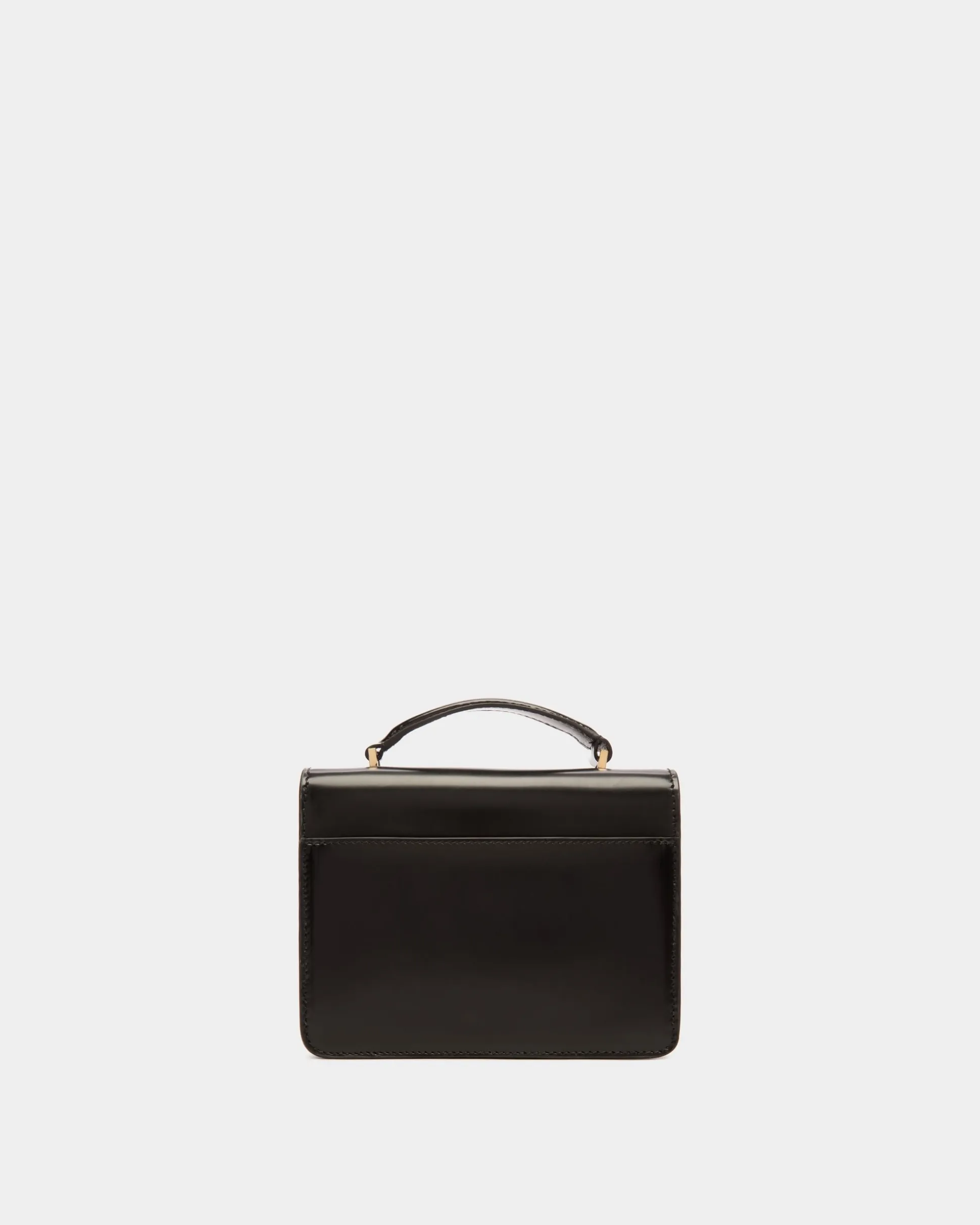 Ollam Mini Top Handle Bag in Black Brushed Leather