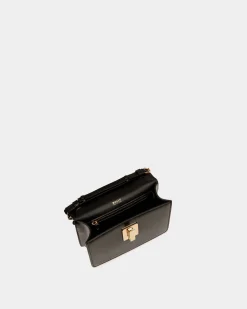 Ollam Mini Top Handle Bag in Black Brushed Leather
