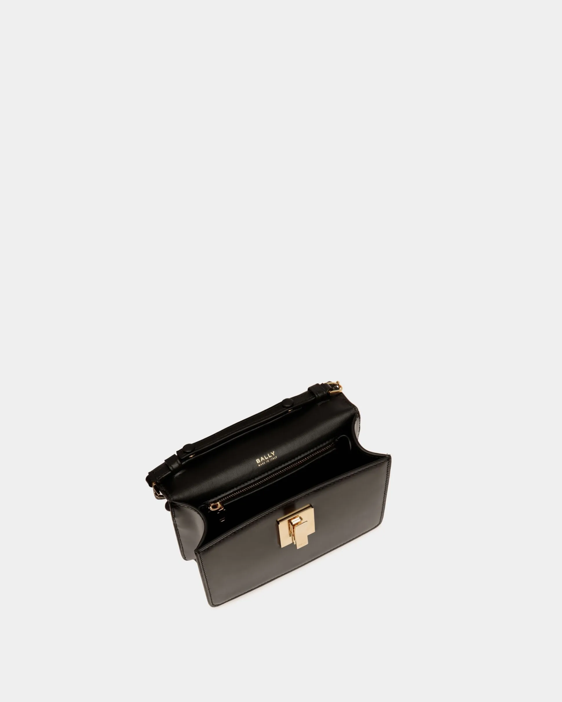Ollam Mini Top Handle Bag in Black Brushed Leather