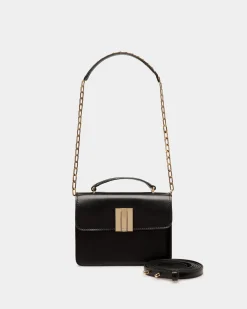 Ollam Mini Top Handle Bag in Black Brushed Leather
