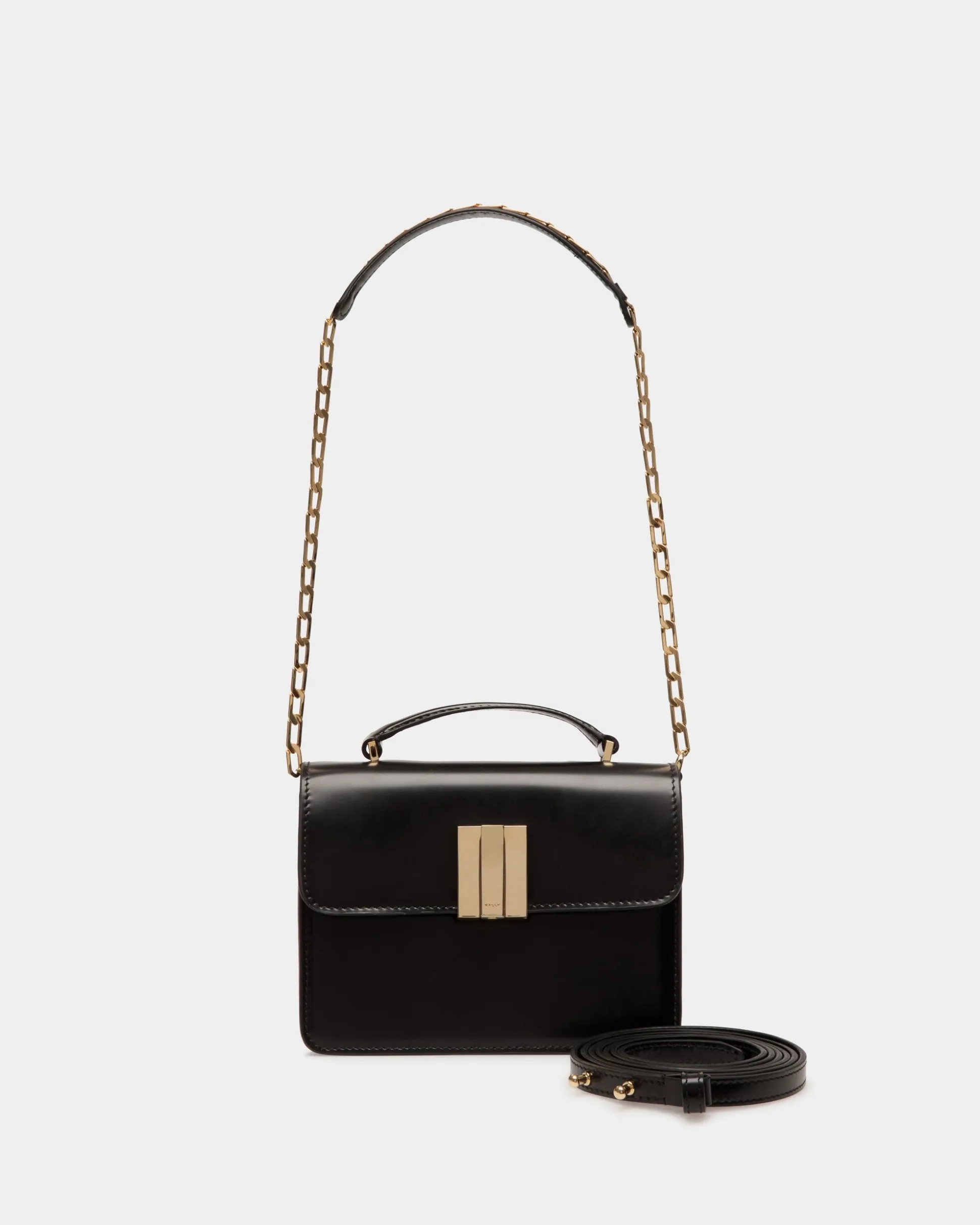 Ollam Mini Top Handle Bag in Black Brushed Leather