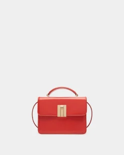 Ollam Mini Top Handle Bag in Candy Red Brushed Leather