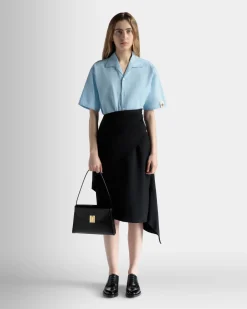 Ollam Shoulder Bag in Black Brushed Leather