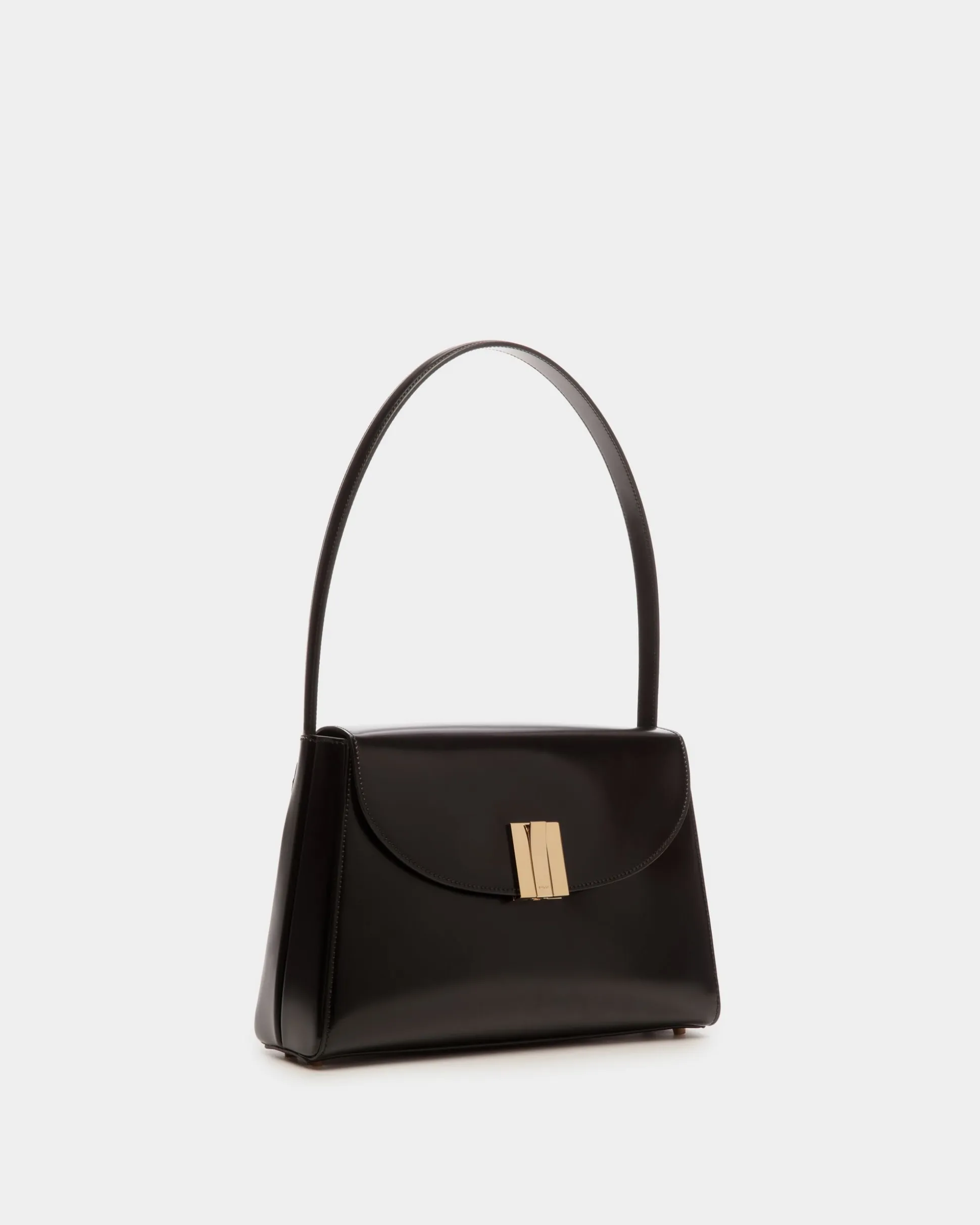 Ollam Shoulder Bag in Black Brushed Leather