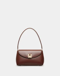 Ollam Small Top Handle Bag In Brown Leather