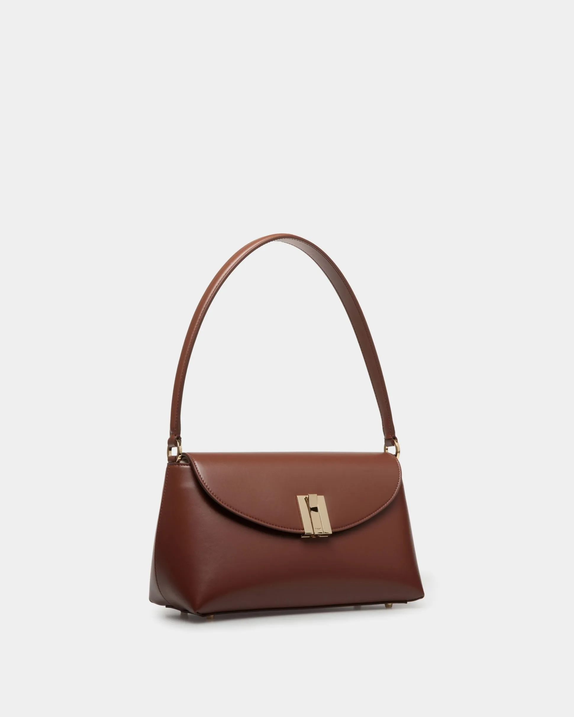Ollam Small Top Handle Bag In Brown Leather