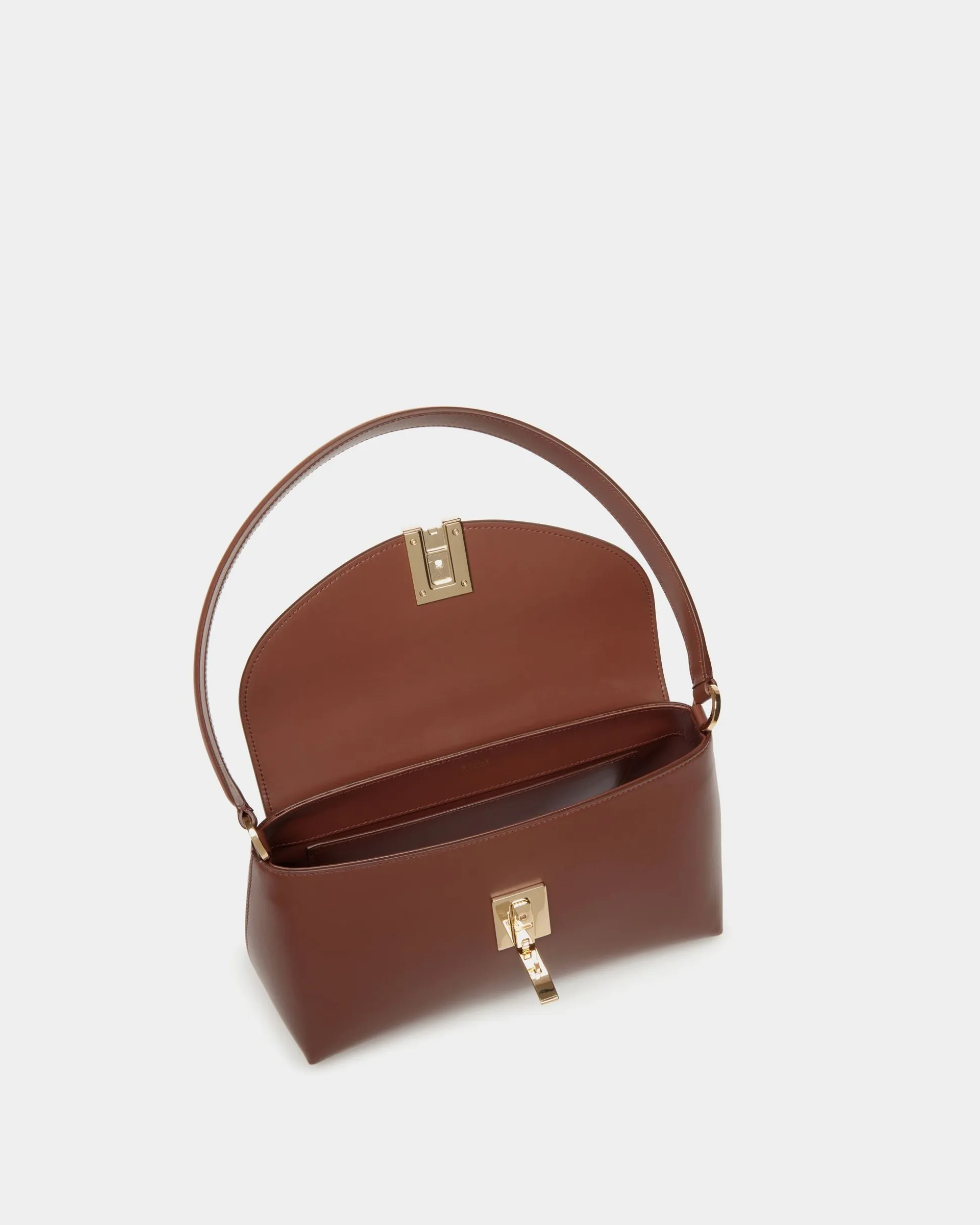 Ollam Small Top Handle Bag In Brown Leather