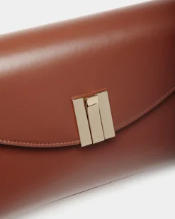 Ollam Small Top Handle Bag In Brown Leather