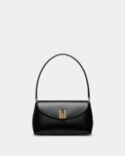 Ollam Small Top Handle Bag In Black Leather