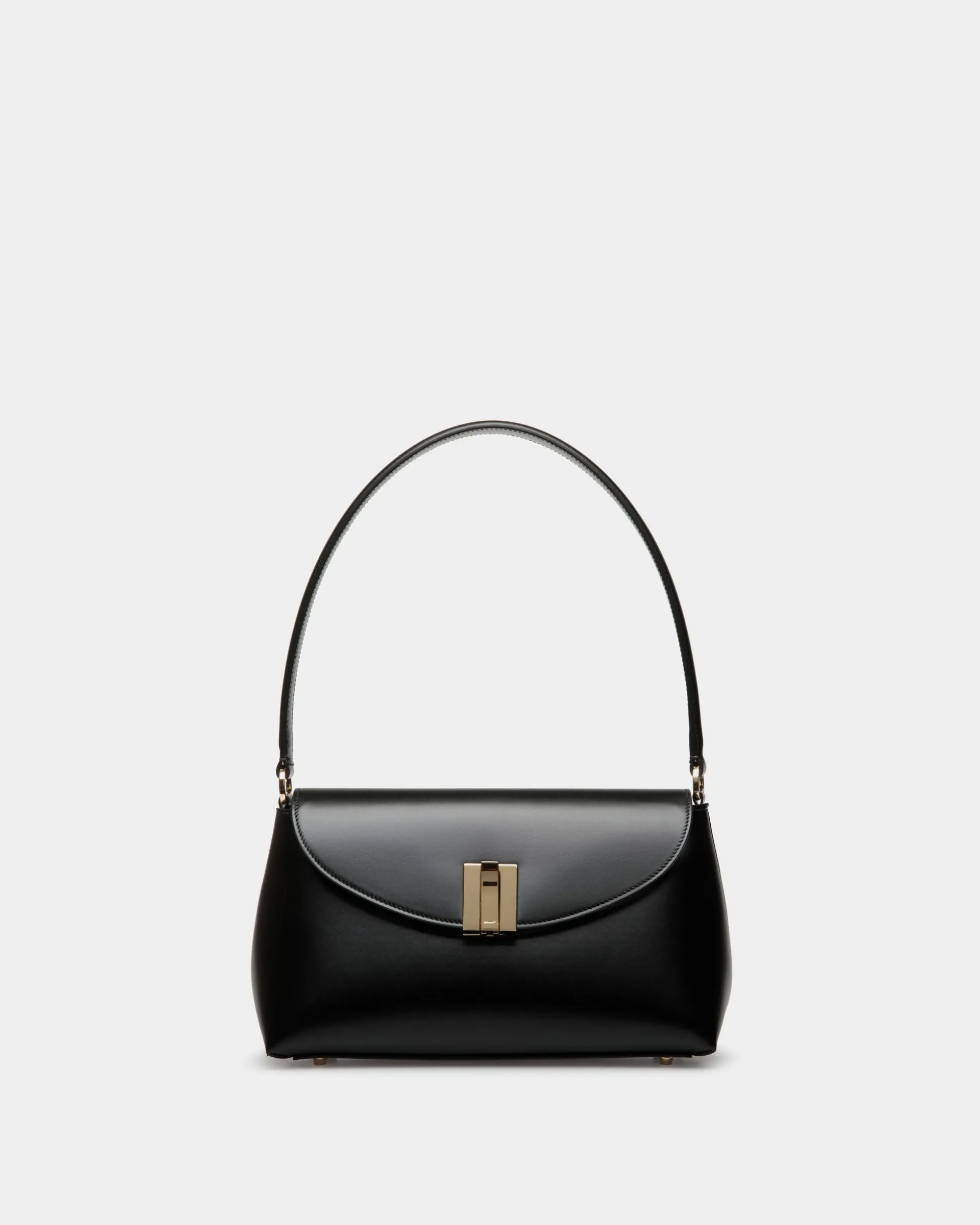 Ollam Small Top Handle Bag In Black Leather